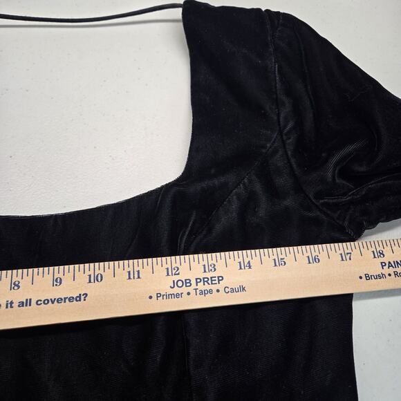 VTG Velvet Top Vtg Sz 7/8 Black Low Back Satin Bow Formal Goth M - Picture 11 of 16
